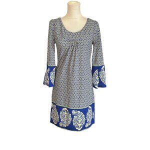 Anthropologie Aryeh Medium Horseshoe Neck 3/4 Bell Sleeve Shift Dress Bohemian